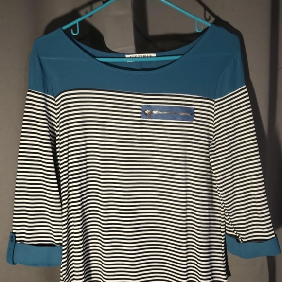 Tops - Blue and White Striped Women's Top